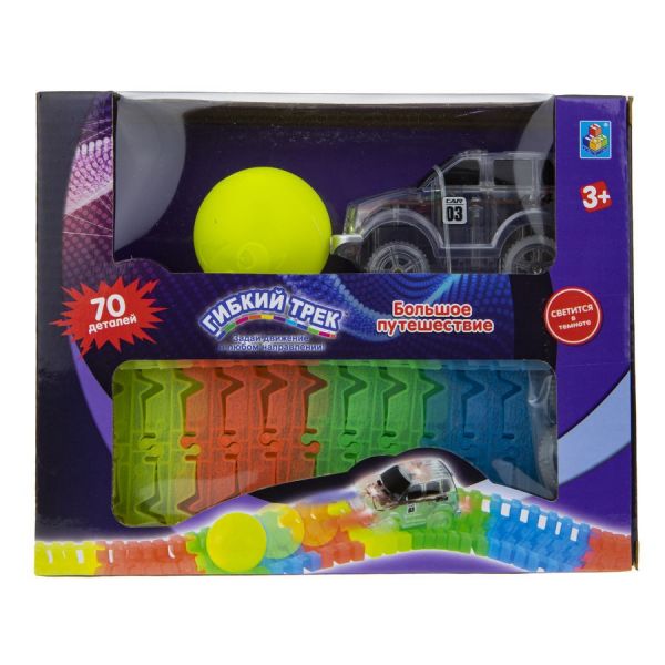 Игровой набор 1TOY Гибкий трек Большое путешествие, джип [т13186]