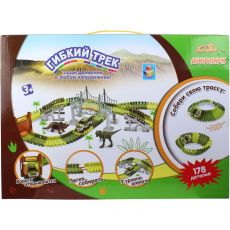 Игровой набор 1TOY Гибкий трек Динопарк, джип [т13207]