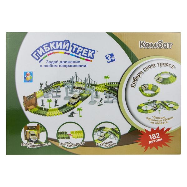 Игровой набор 1TOY Гибкий трек Комбат, джип [т10554]
