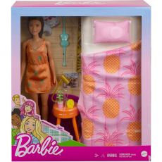 Игровой набор Barbie Брюнетка в платье в спальне с кроватью